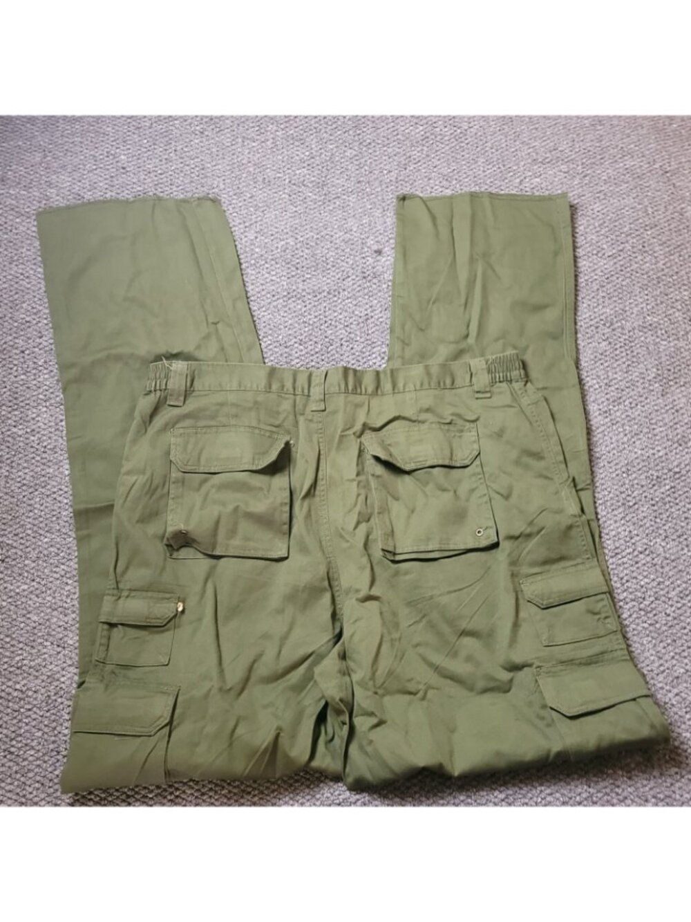 Boulder Creek Cargo Pants Mens 42 x40L Big Tall Khaki Elastic LL Chino Green y2K